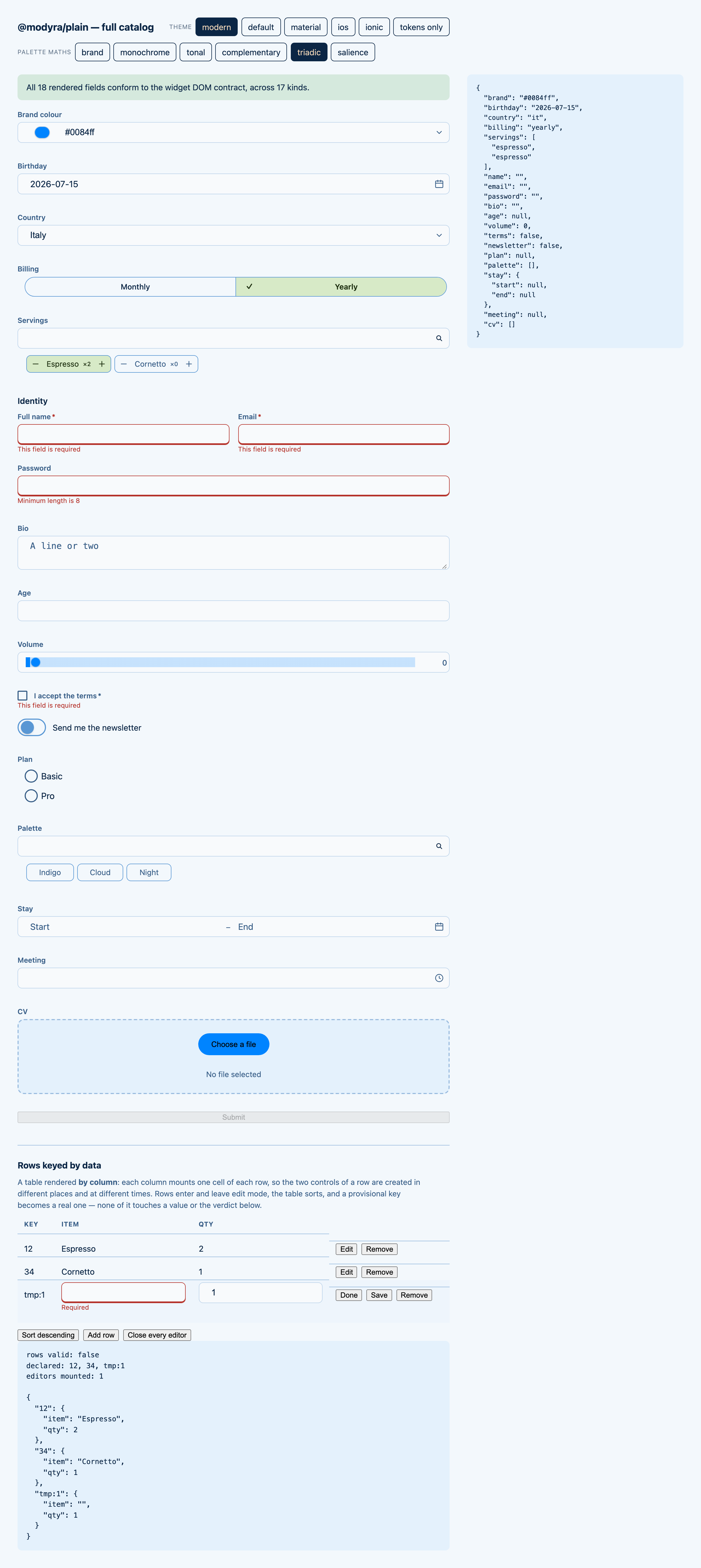 The full demo page
